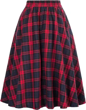 Womens Plaid Skirts Button Down Casual Flowy High Waist Lounge Skirt A Line Trendy Summer Trendy Skirt Clothes