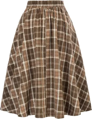 Womens Plaid Skirts Button Down Casual Flowy High Waist Lounge Skirt A Line Trendy Summer Trendy Skirt Clothes