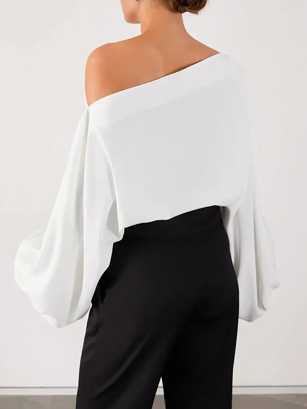xakxx Simple Loose 3 Colors Solid Color Puff Sleeves T-Shirt