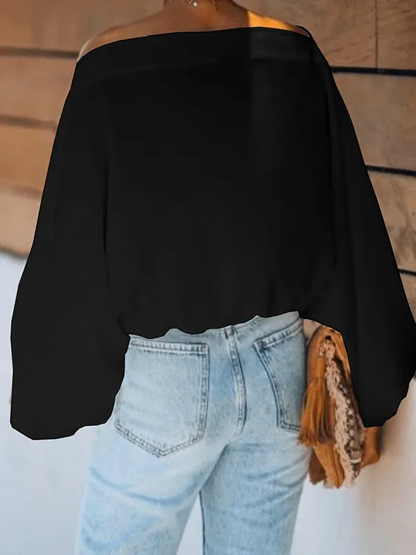 xakxx Simple Loose 3 Colors Solid Color Puff Sleeves T-Shirt
