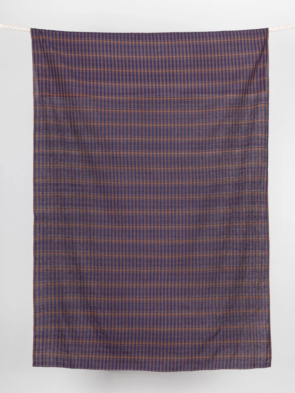Yarn Dyed Handwoven Contrast Check Cotton - Navy   Mahogany