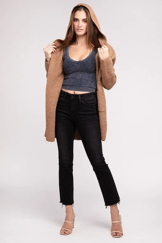 Zenana Hooded Open Front Sweater Womens Cardigan 4 Colors S-L