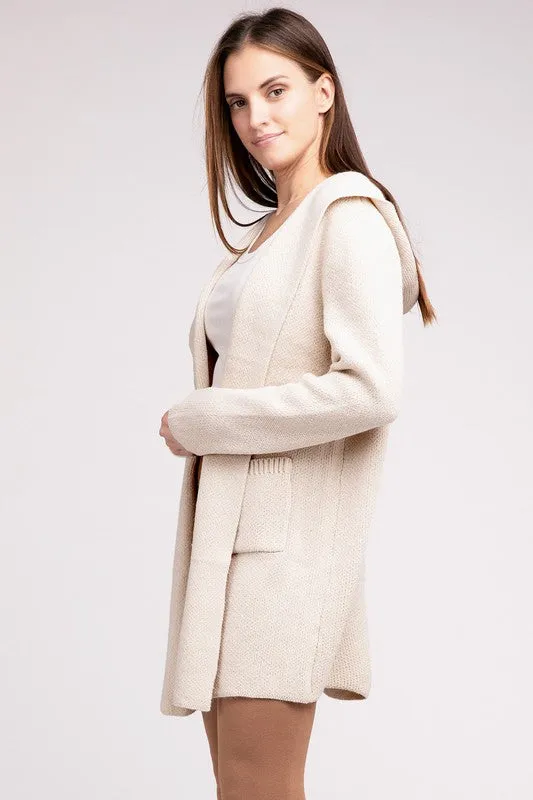 Zenana Hooded Open Front Sweater Womens Cardigan 4 Colors S-L