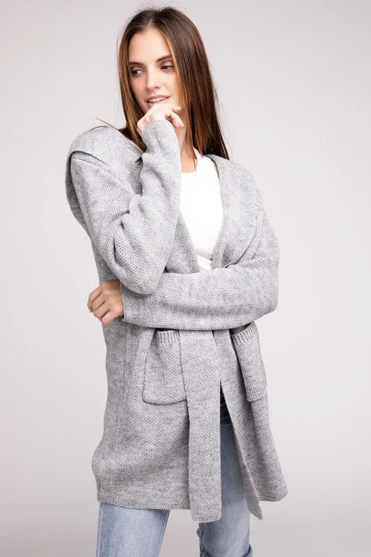 Zenana Hooded Open Front Sweater Womens Cardigan 4 Colors S-L