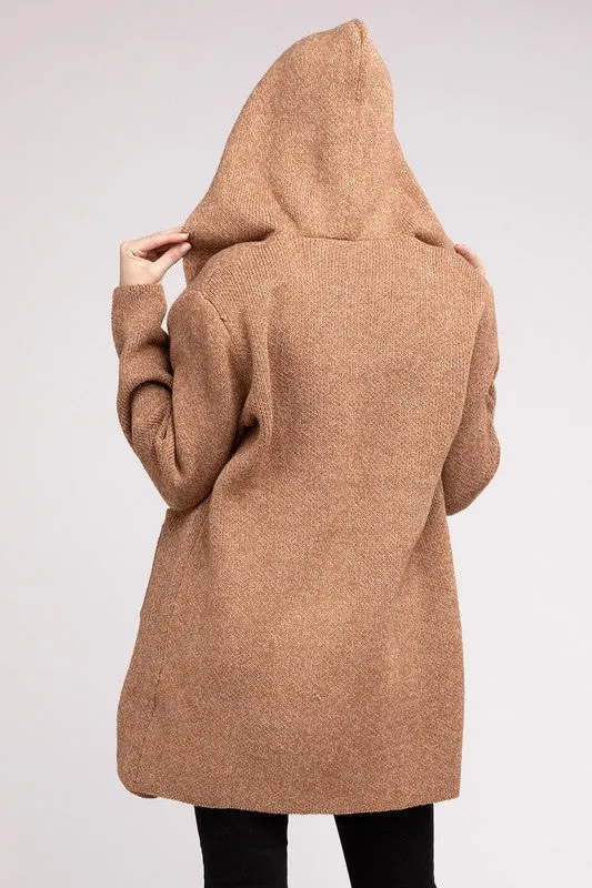 Zenana Hooded Open Front Sweater Womens Cardigan 4 Colors S-L
