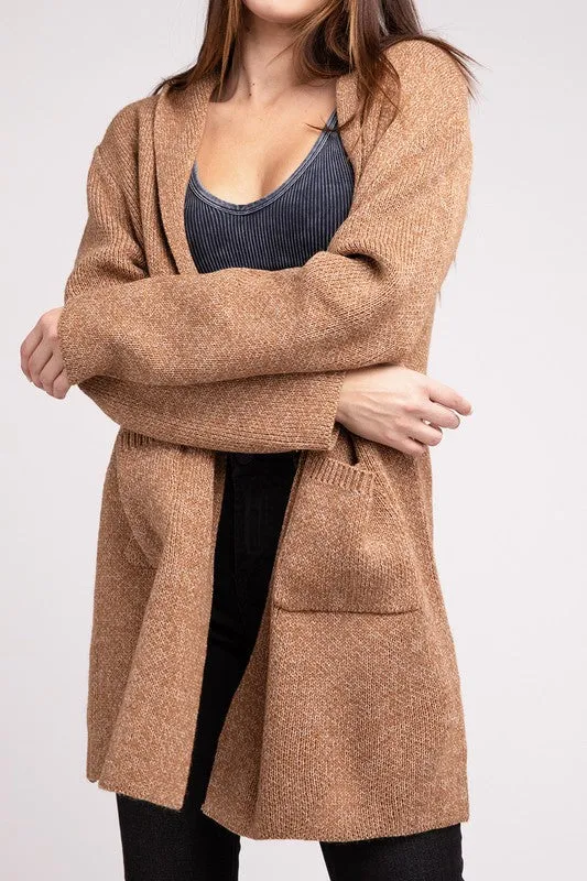 Zenana Hooded Open Front Sweater Womens Cardigan 4 Colors S-L