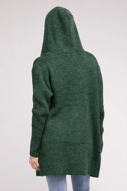 Zenana Hooded Open Front Sweater Womens Cardigan 4 Colors S-L