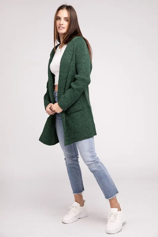 Zenana Hooded Open Front Sweater Womens Cardigan 4 Colors S-L