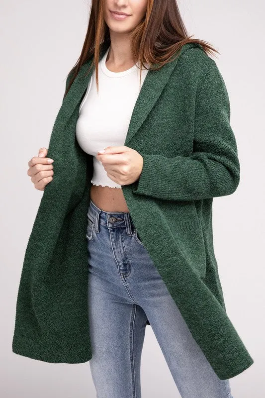 Zenana Hooded Open Front Sweater Womens Cardigan 4 Colors S-L