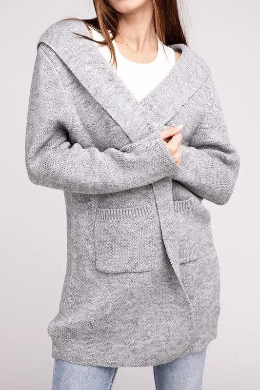 Zenana Hooded Open Front Sweater Womens Cardigan 4 Colors S-L