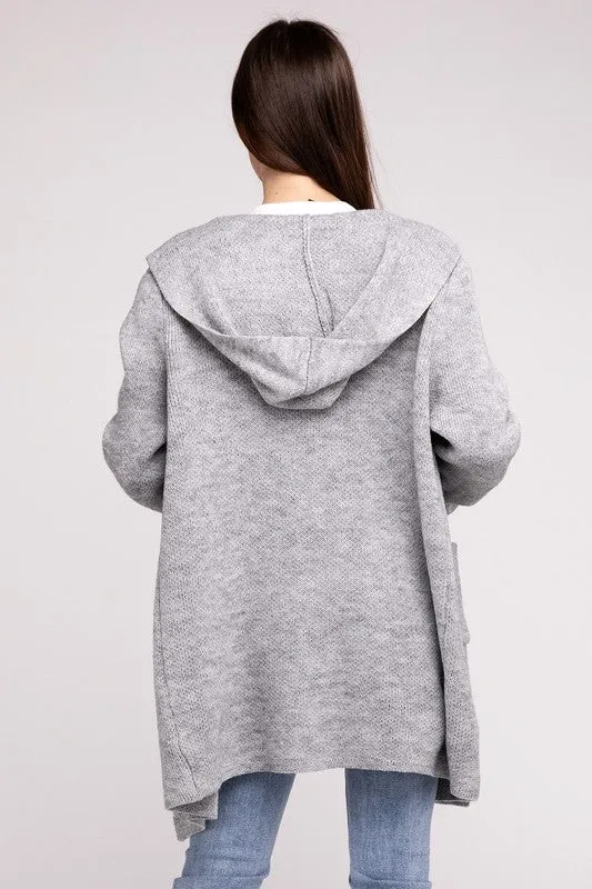 Zenana Hooded Open Front Sweater Womens Cardigan 4 Colors S-L