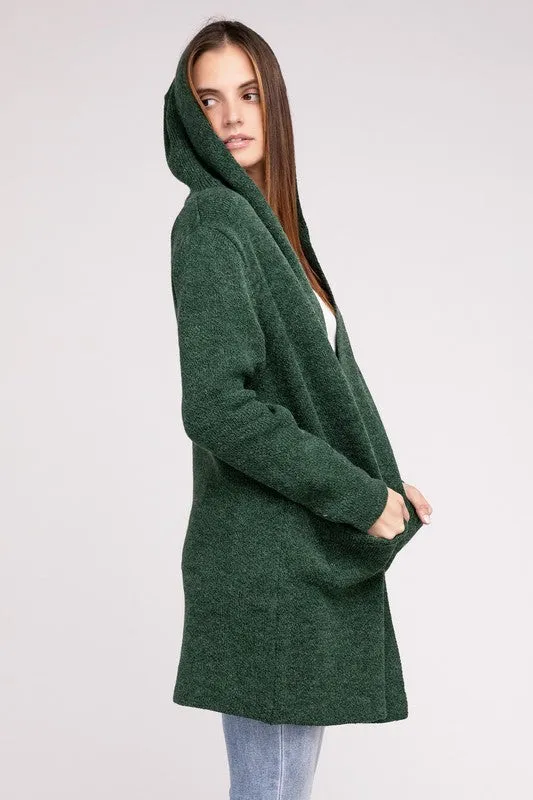Zenana Hooded Open Front Sweater Womens Cardigan 4 Colors S-L