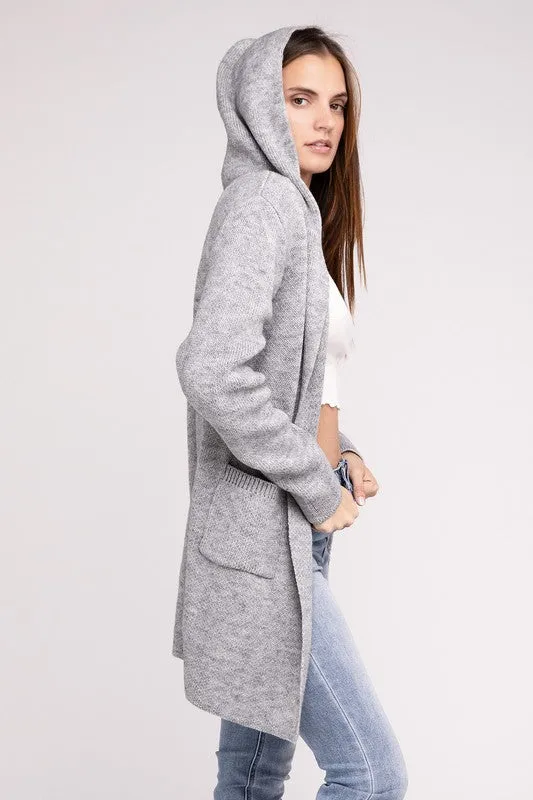 Zenana Hooded Open Front Sweater Womens Cardigan 4 Colors S-L