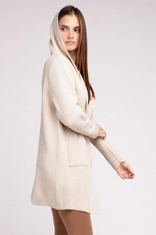 Zenana Hooded Open Front Sweater Womens Cardigan 4 Colors S-L