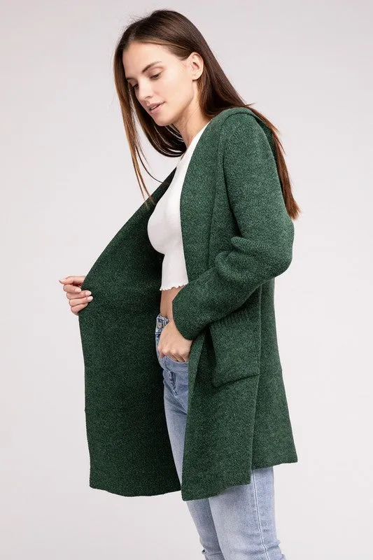 Zenana Hooded Open Front Sweater Womens Cardigan 4 Colors S-L