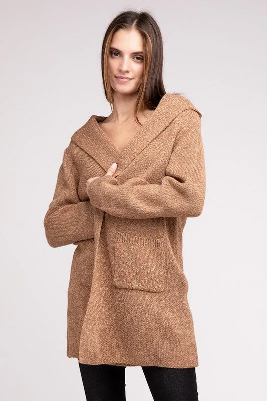 Zenana Hooded Open Front Sweater Womens Cardigan 4 Colors S-L