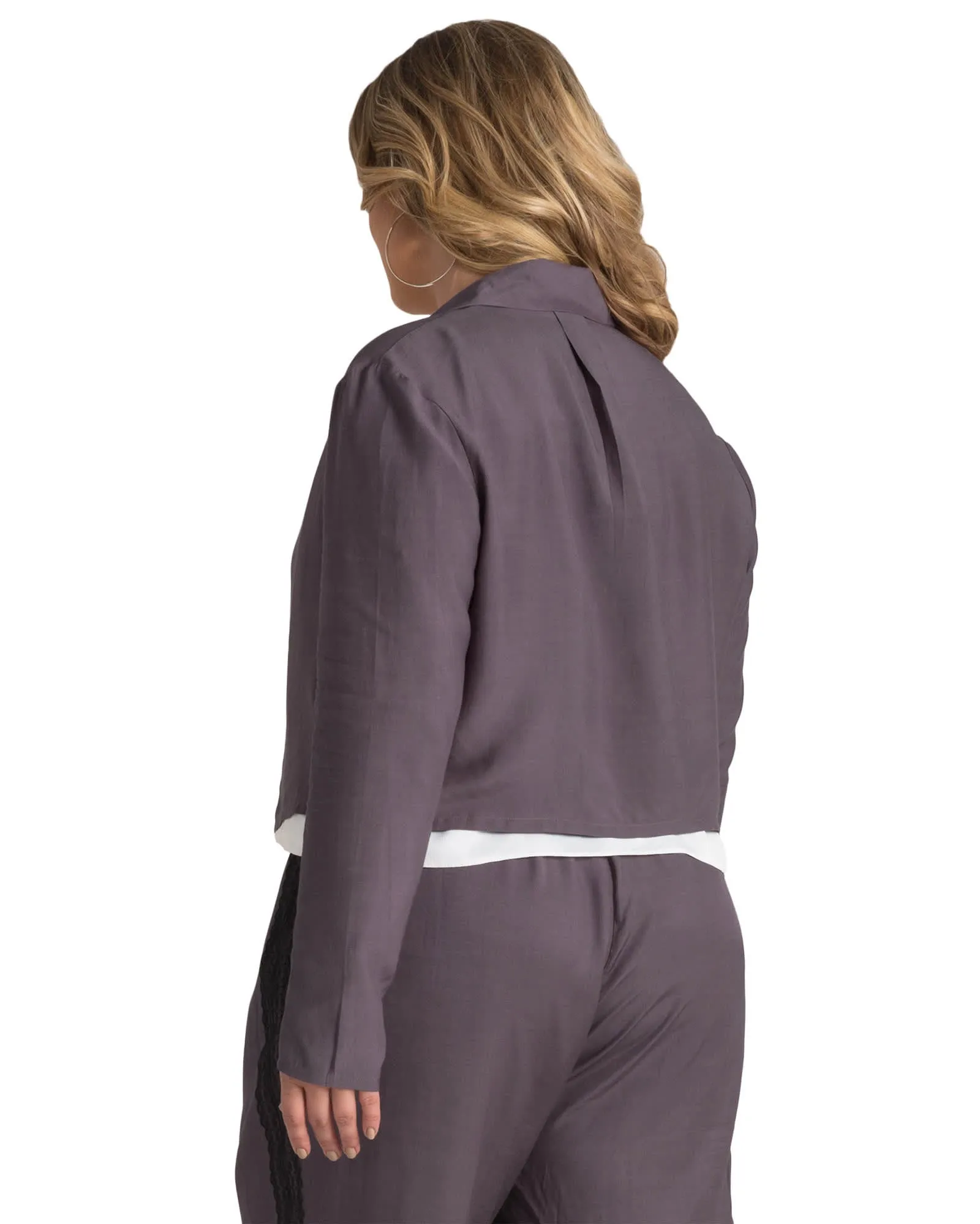Zora Tie Front Cropped Blazer | DARKPURPLE